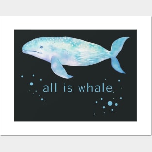 All Is Whale Watercolor Colorful Cute Baby Humpback Whale . Posters and Art